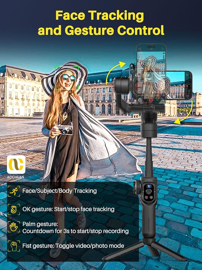 S2 Mic Smartphone Gimbal Stabilizer w/Wireless Lavalier Microphone, Built-in - Image 7