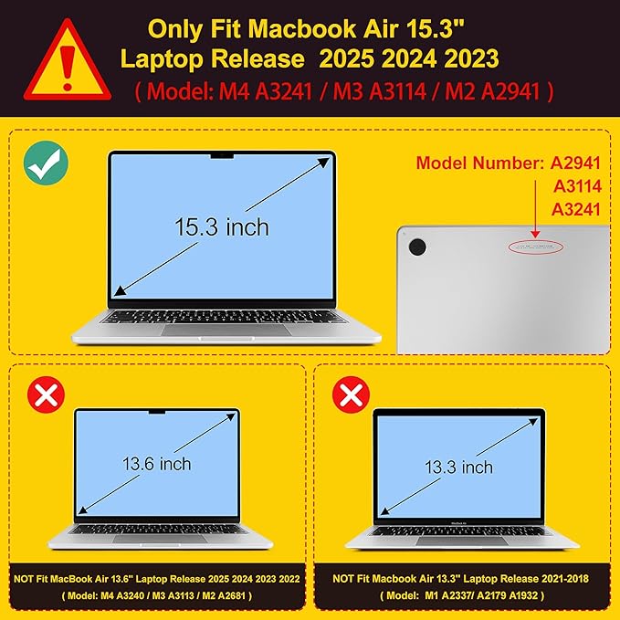 Mektron Compatible with M4 MacBook Air 15 inch Case 2025 A3241 2024 2023 M3 - Image 2
