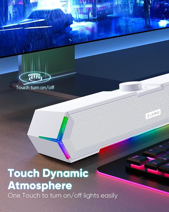 LENRUE G11 Computer Speakers for Desktop, Touch Lights PC Speakers - Image 3