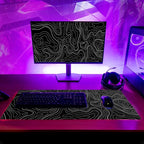 Topographic Contour Black Gaming Mouse Pad XL Geographic Map Lines Extended Big - Image 6