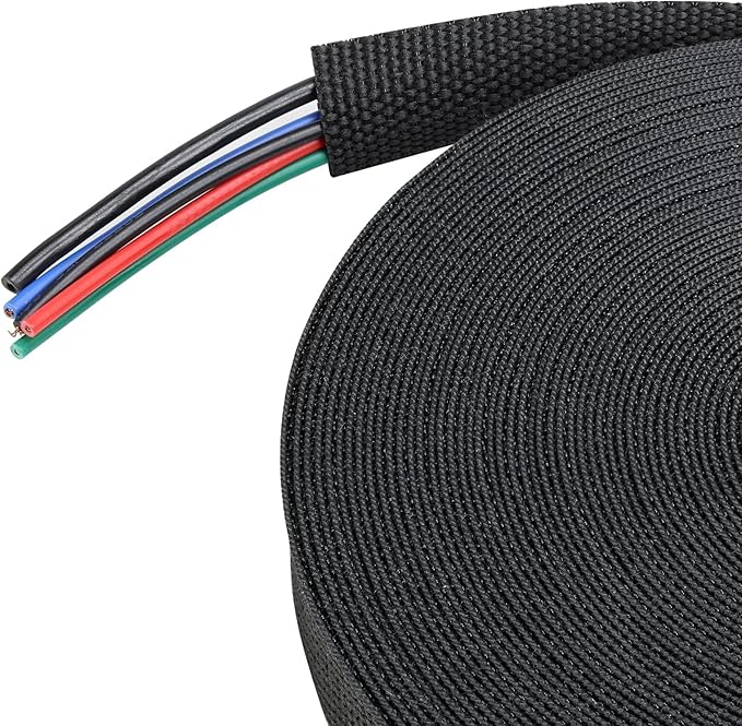 Heat Shrink Wire Loom 2:1 Shrinkable Braided Cable Sleeve 3/8 Inch ID-46ft by BuyUneed