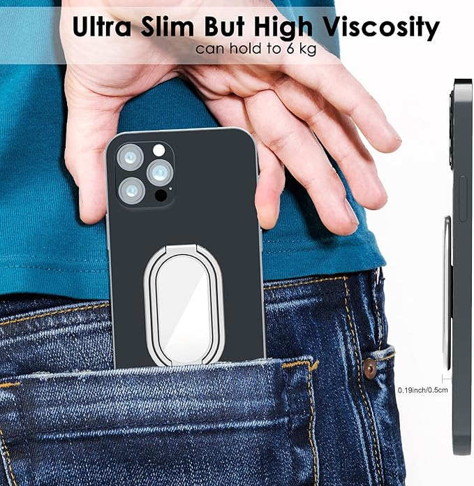 Phone Ring Holder Finger Kickstand, 360° Rotation Metal Phone Grip - Image 4