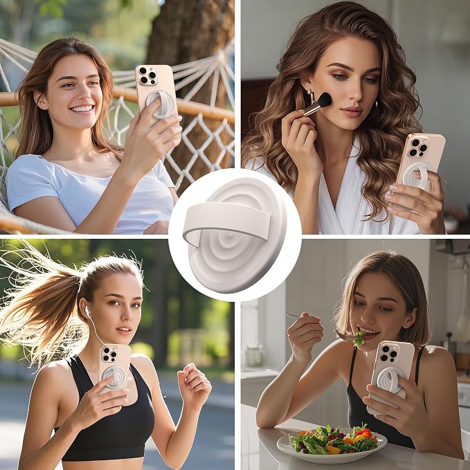 Magnetic Phone Ring Grip Holder, Silicone Finger Loop Grip, Compatible - Image 2