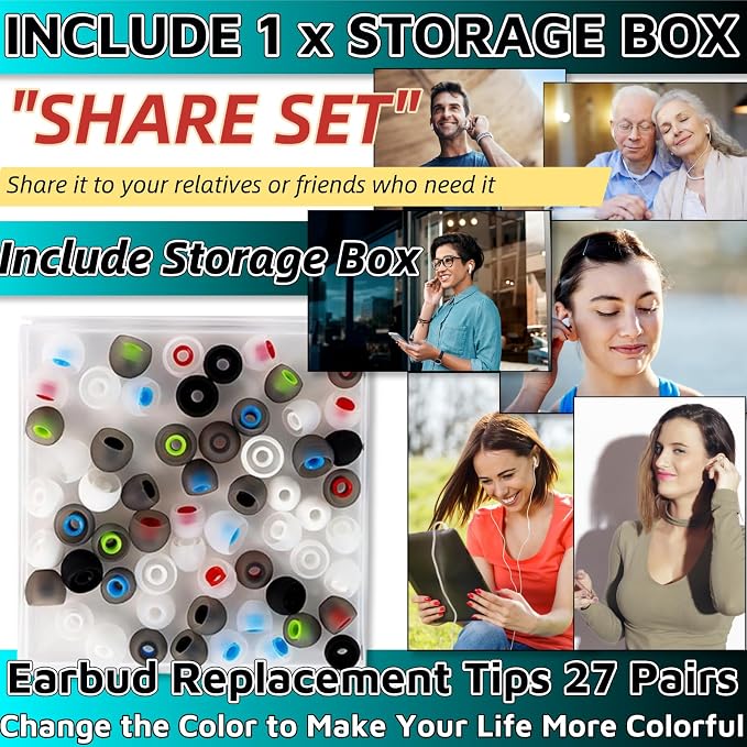 54Pcs Earbud Replacement Tips，Ear Bud Rubber Tips Silicone Earbud Tips Earbud - Image 4