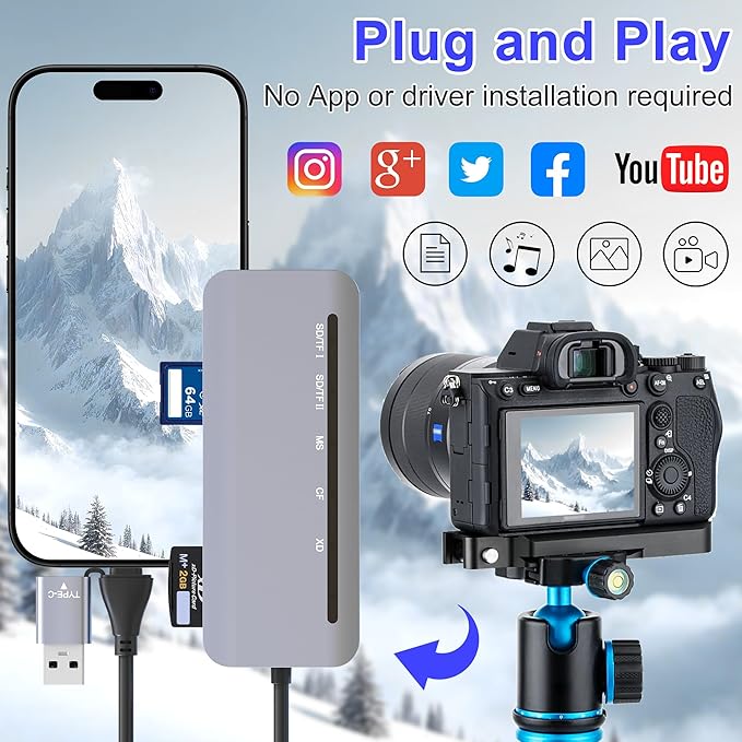 Memory Stick Pro Duo Card Reader, 7 in 1 USB-A/USB-C Multi Memory Card Reader - Image 5