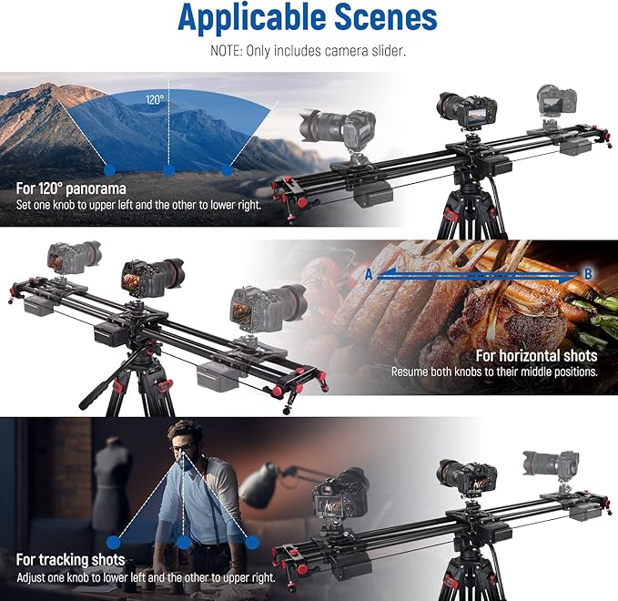NEEWER 47.2”/120cm Motorized Camera Slider, App Wireless Control Carbon Fiber - Image 4