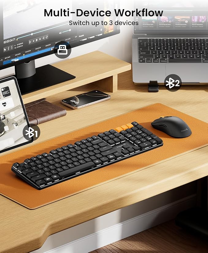 ProtoArc Mechanical Keyboard and Mouse, KM310 Wireless Rechargeable Aluminum - Image 3