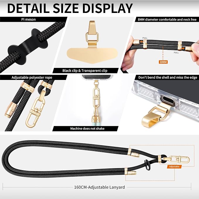 Adjustable Anti-Theft Phone Lanyard -Rope Neck & Crossbody Strap - Image 7