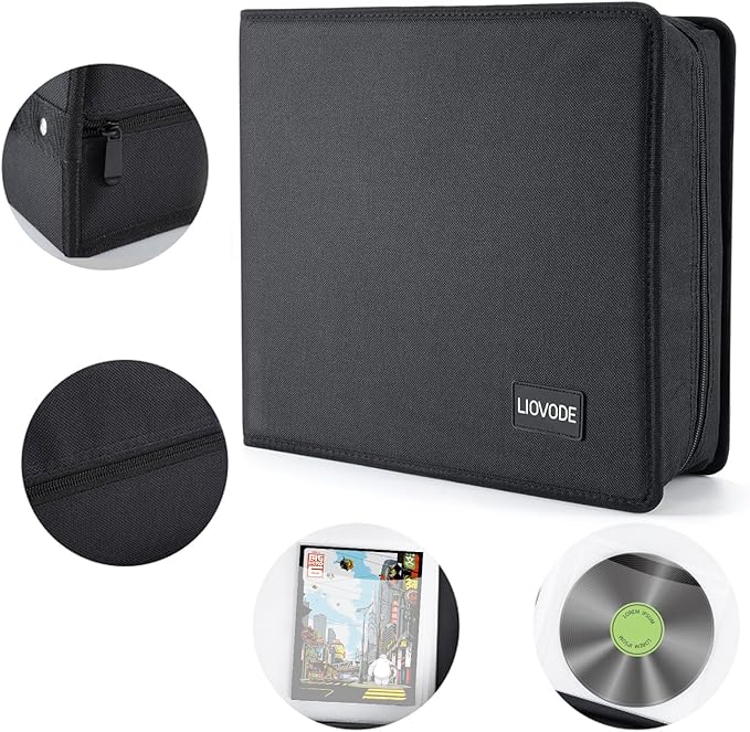 LIOVODE DVD Case 200 DVDs and 100 Booklets Capacity, CD/Blu-ray Storage Binder - Image 4