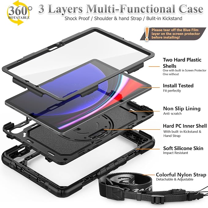 SEYMAC stock Case for Samsung Galaxy Tab S10 FE / S9 / S9 FE 5G Tablet Case - Image 7