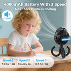 2025 Upgarded 4000mAh Misting Baby Stroller Fan, Rechargeable Battery Operated - Image 3