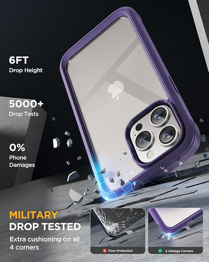 Miracase for iPhone 15 Pro Case Full-Body Built-in Glass Screen Protector& - Image 4