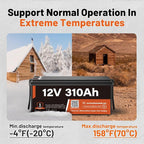 12V 310Ah LiFePO4 Lithium Battery – Max. 3968Wh, 15000+ Deep Cycle Battery - Image 6