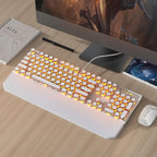 MageGee Typewriter Mechanical Gaming Keyboard, Retro Gold Punk Round Keycaps - Image 5
