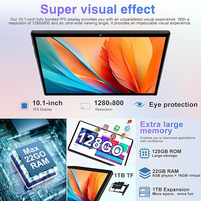 Android Tablet with Keyboard, 10 inch Android 14 Tablets 22GB+128GB, Octa-Core - Image 2