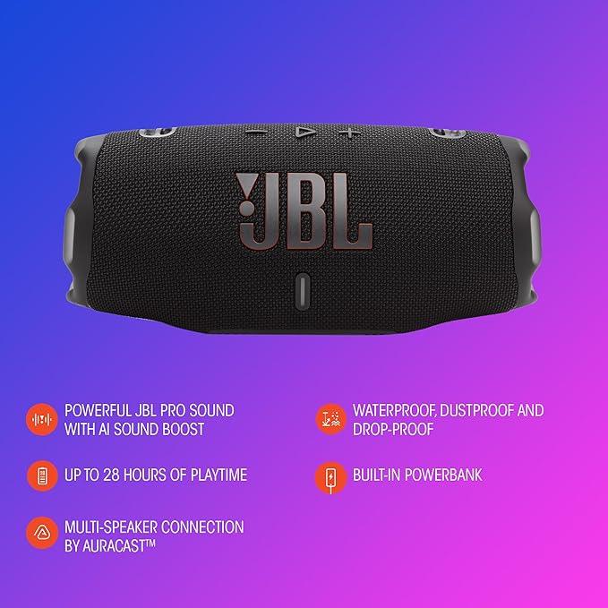 JBL Charge 6 - Portable Waterproof & Drop-Proof Bluetooth Speaker, Bold JBL Pro - Image 8