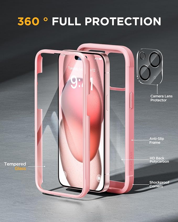 Miracase Glass Series Designed for iPhone 15 Plus Case 6.7', Full-Body Military - Image 3