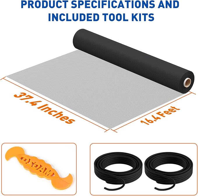 MAGZO Window Screen Replacement Mesh Roll, 37.4in × 16.4ft Invisible Upgraded - Image 3