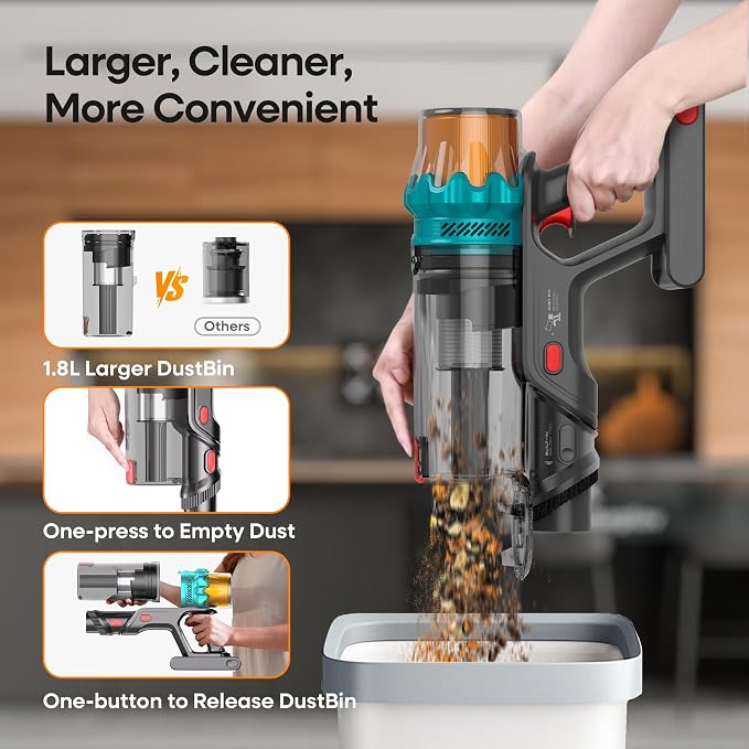 ElecKeys Cordless Vacuum Cleaner, 600W 50KPA 70Mins Self-Standing Vacuum - Image 8