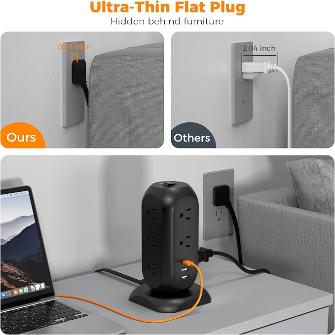TESSAN Surge Protector Power Strip Tower - Image 4