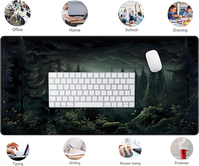 Cute Dark Gloomy Forest Desk Mat, Gothic XXL Large Extended Gaming Mouse Pad Mat - Image 6