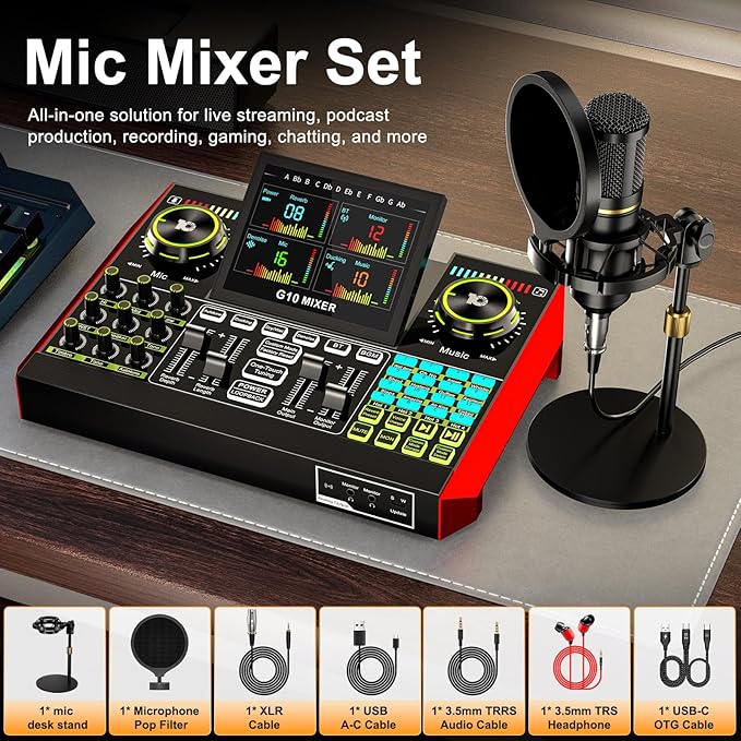 podcast equipment bundle, live sound card, streaming audio mixer, Podcast - Image 9