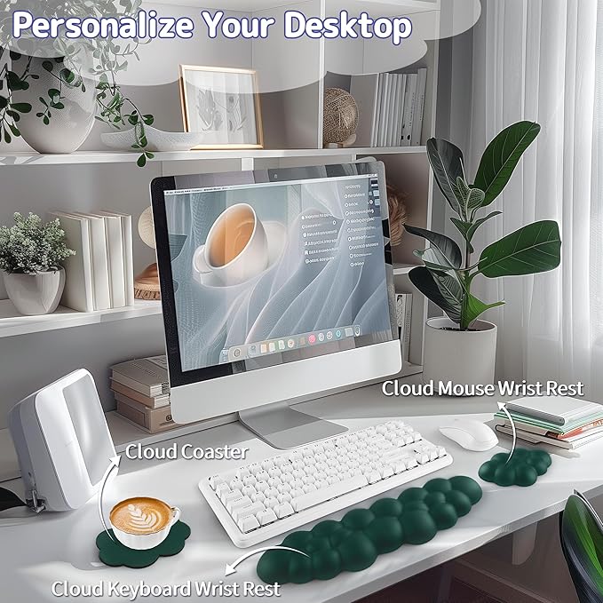 Cloud Wrist Rest Keyboard, Cloud Keyboard Wrist Pad Set - Image 2