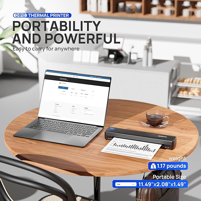 POLONO Portable Printer, D810 Inkless Bluetooth Thermal Printer Wireless - Image 5