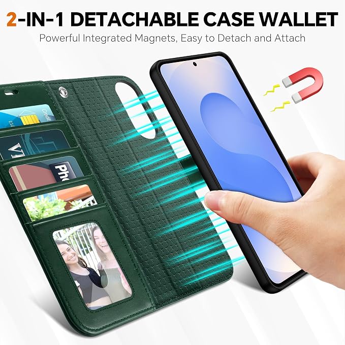 TUCCH Wallet Case for Galaxy S25 Edge, Removable 2 in 1 Wrist Strap RFID - Image 3