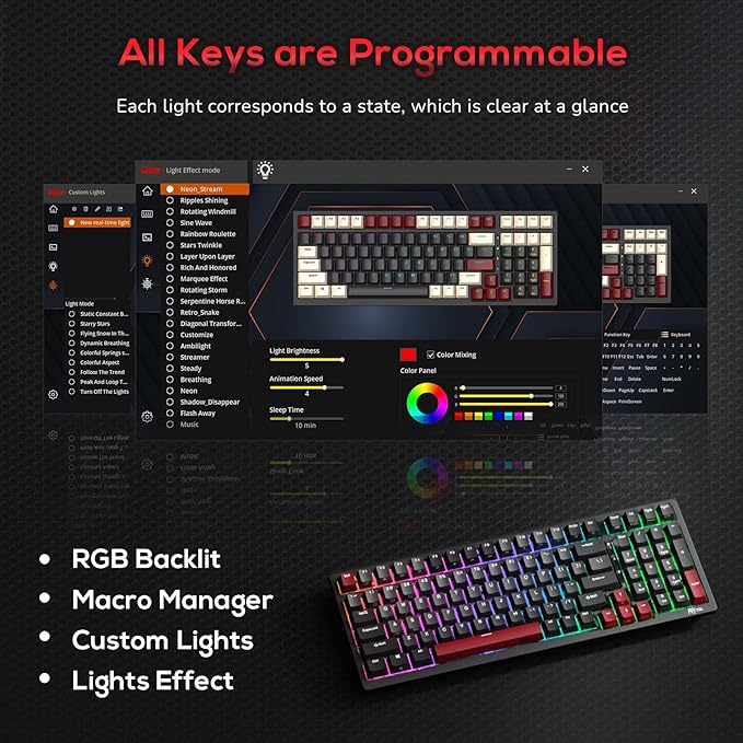 RK ROYAL KLUDGE RK98 Gaming Keyboard, Wireless Mechanical Keyboard 100 Keys - Image 7