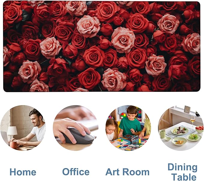 Beautiful Natural Roses Gaming Mouse Pad 3mm Thick Stitched Edge Waterproof - Image 5