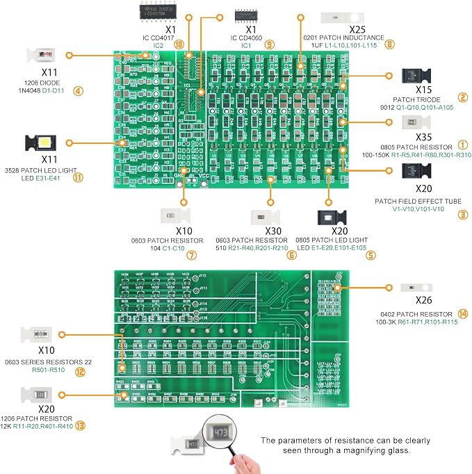 Soldering Practice Kit DIY Two-sided SMT 3-row White Red LED SMD Circuit Kit - Image 3