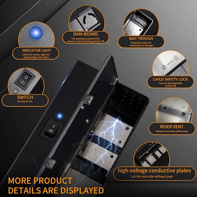 GSS Electric Mouse Trap, Smart Electronic Mouse Trap, Escape-Proof Design Mice - Image 3