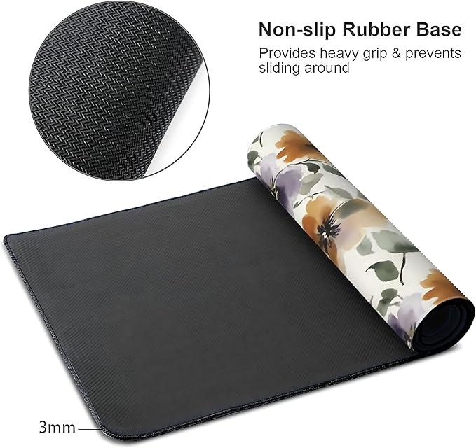 Watercolor Floral Large Mouse Pad, Gaming Keyboard Desk Pad, Extended Mouse Mat - Image 4