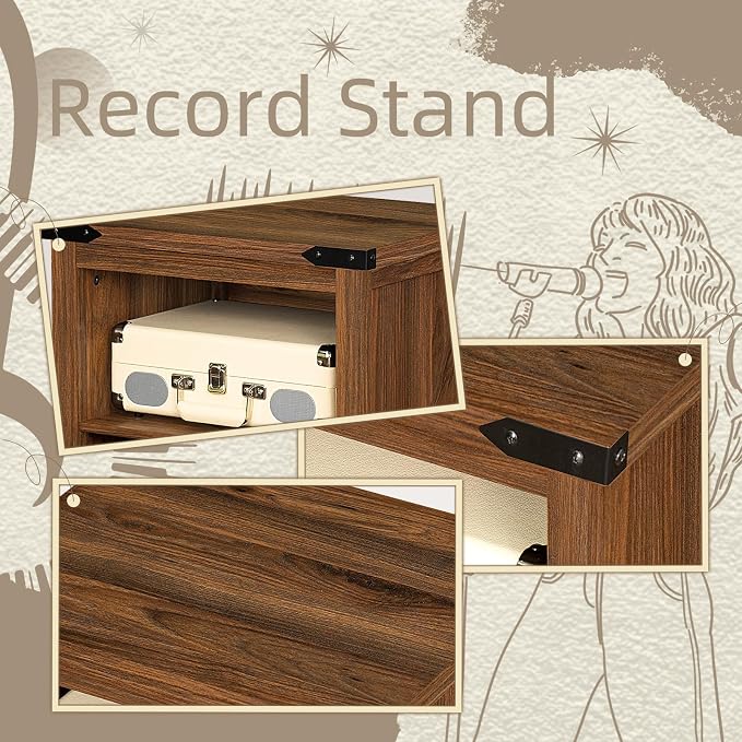 Record Player Stand with Vinyl Record Storage Holds up to 160 Albums, Large - Image 6