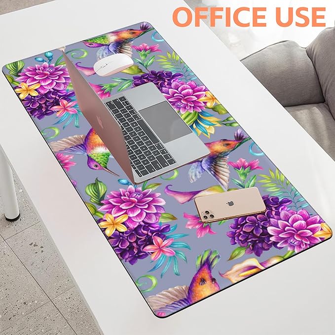 Mouse Pad Large Humming Bird and Flowers Non-Slip Gaming Desk Mat - Image 5