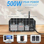 Romicta Stereo Audio Amplifier, 2 Channel 500W Bluetooth 5.0 Home Audio Stereo - Image 3