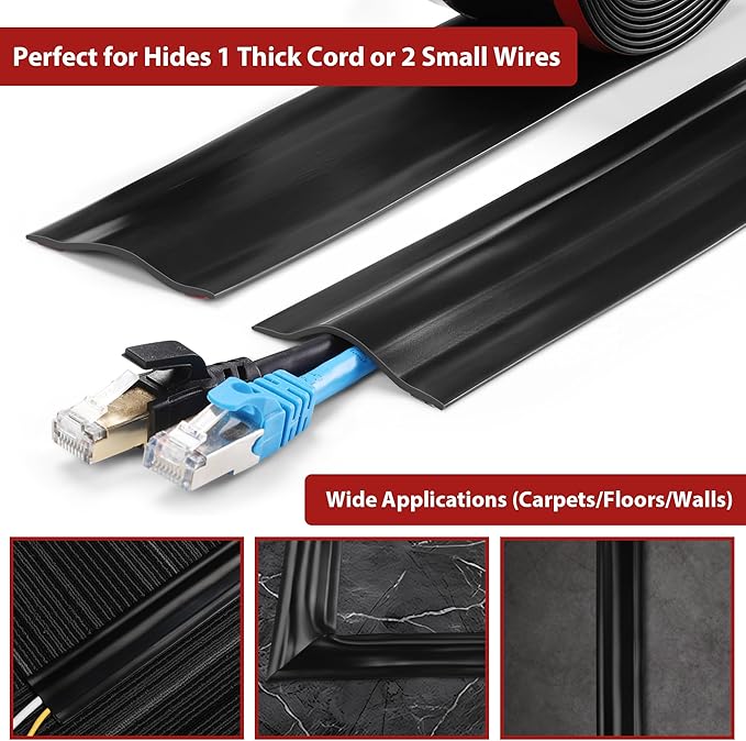 16.4ft Cord Cover Floor, Soft PVC Cord Covers - Image 3