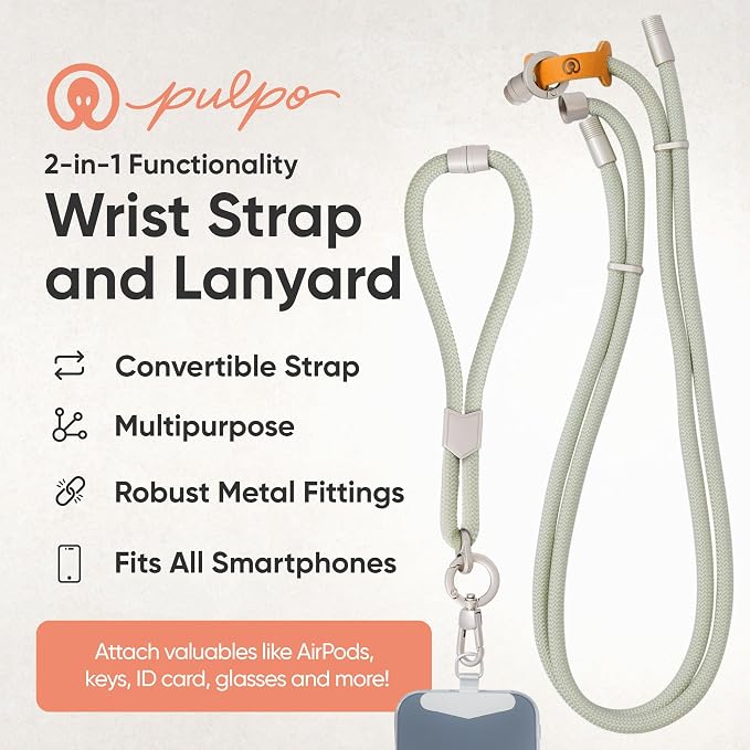 Pulpo 2-in-1 Cell Phone Wrist Strap and Lanyard Sage - Image 2