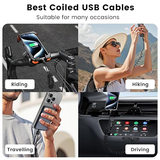 Coiled USB A to USB C 2Pack 3FT Braided Retractable Fast Charging Cable - Image 6