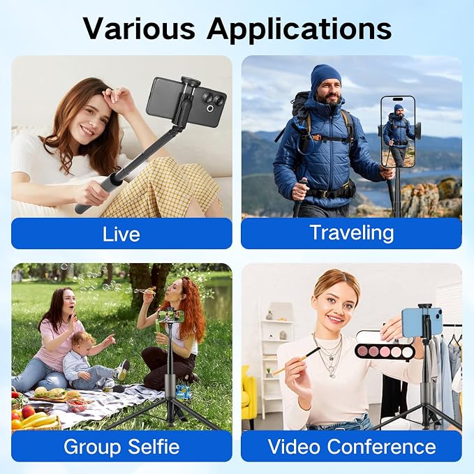 62 inch Automatic Tripod for iPhone, Auto-Open Phone Tripod Stand - Image 6
