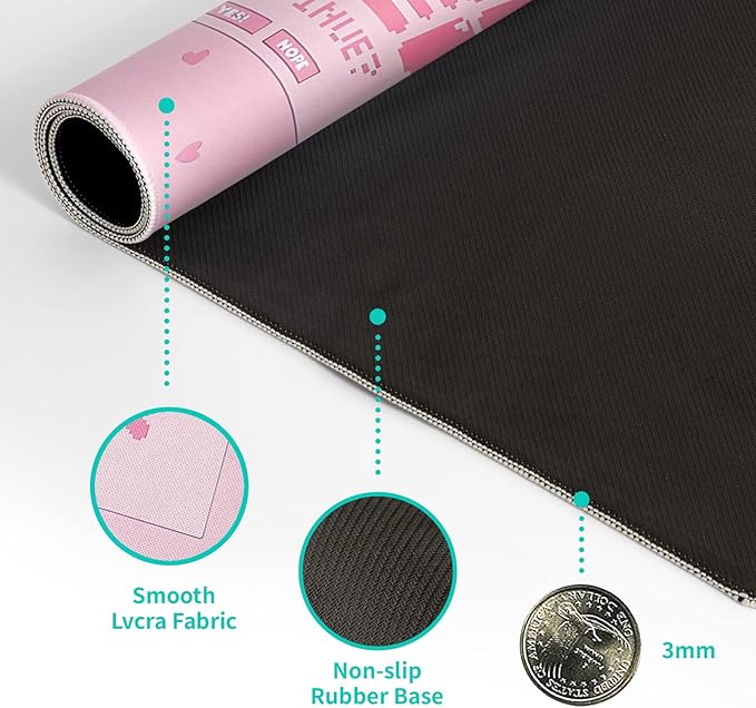 Pink Gaming Mouse Pad 31.5x11.8 Inch Pastel Game Over Large Mousepad Kawaii - Image 7