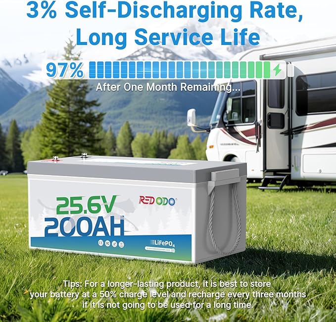 Redodo 24V 200Ah LiFePO4 Lithium Battery, Built in 200A BMS, Max. 5120Wh Energy - Image 6