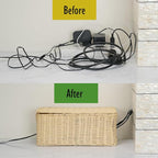 PEMAR Natural Rattan Wicker Cable Management Box, Cable Organizer, 2 Open Slots - Image 5