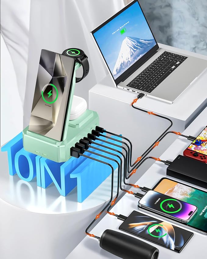 300W Wireless Charger for Samsung, Zutspzss 10 in 1 Wireless Charging Station - Image 6