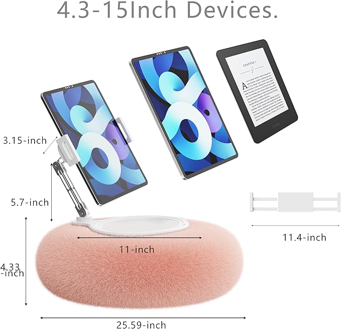 KABCON Pillow Tablet Stand for Kindle, 360°Adjustable Aluminum Pole Phone Holder - Image 2