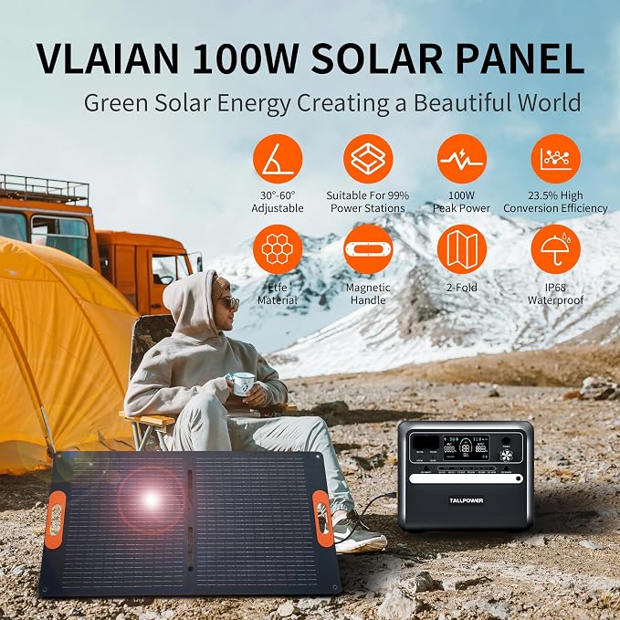 100W Portable Solar Panel for Power Station Generator, 100 Watt Foldable Solar - Image 2