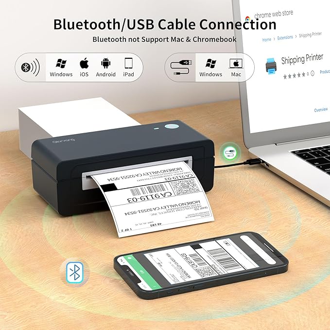 Bluetooth Thermal Shipping Label Printer, 4X6 Inkless Label Machine - Image 3