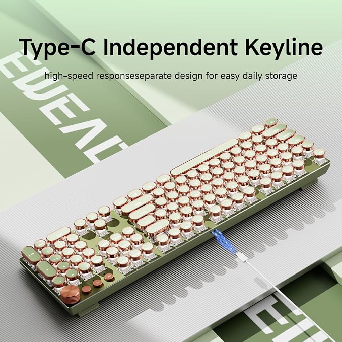 EWEADN Typewriter Style Mechanical Gaming Keyboard, Wired Mechanical Keyboards - Image 3