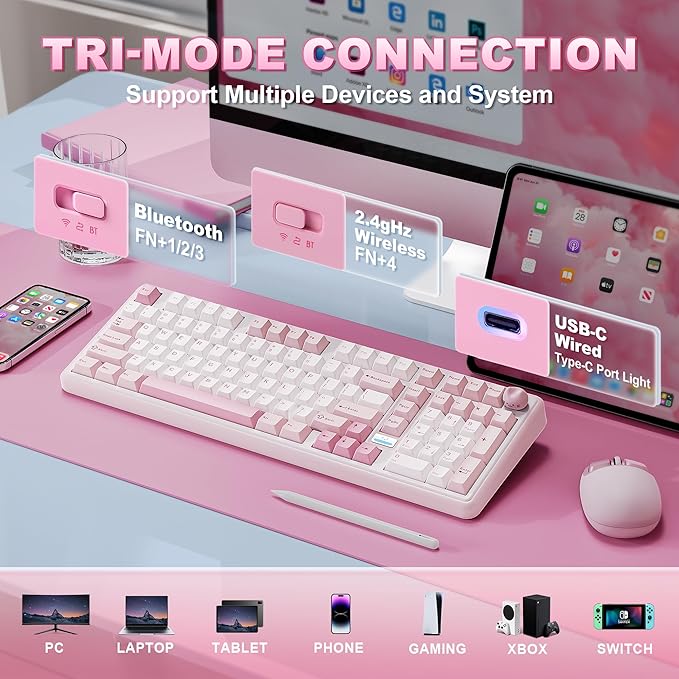 YUNZII B98 PRO QMK/VIA Wireless Mechanical Gaming Keyboard, 96% Layout - Image 3